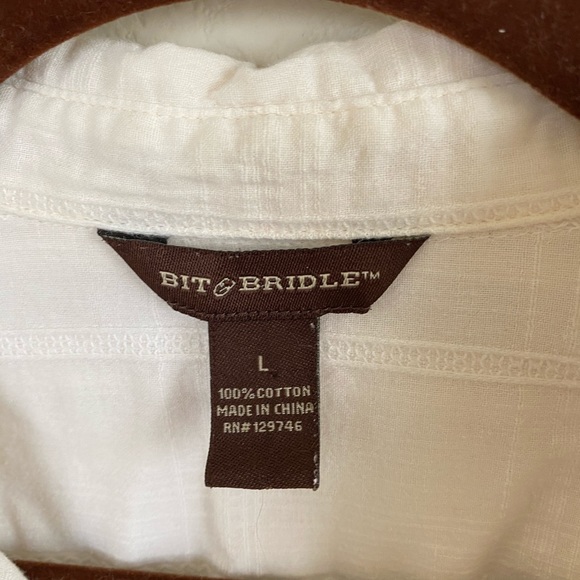 Bit and Bridle White Sheer Blouse-Sz L - Picture 4 of 5